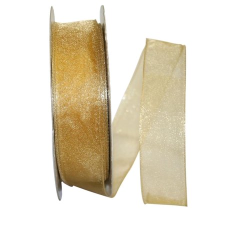 RELIANT RIBBON Reliant Ribbon 99908W-035-09K Sheer Lovely Value Wired Edge Ribbon - Gold - 1.5 in. x 50 yards 99908W-035-09K